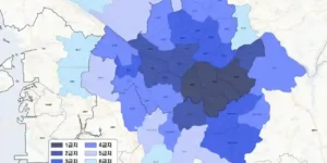 서울 및 수도권 부동산 등급 급지를 나눈 지도입니다.